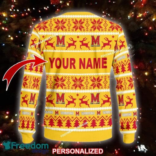 Custom Name NEW Garland Maryland Terrapins Ugly Christmas 3D Sweater Gift For Men And Women - NCAA Maryland Terrapins Ugly Christmas Sweater For Men And Women Photo 2