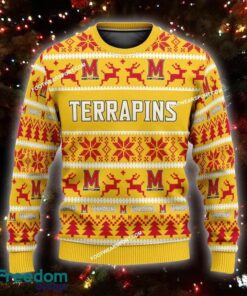 Custom Name NEW Garland Maryland Terrapins Ugly Christmas 3D Sweater Gift For Men And Women - NCAA Maryland Terrapins Ugly Christmas Sweater For Men And Women Photo 1