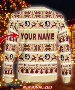 Custom Name NEW Manger Florida State Seminoles Ugly Christmas 3D Sweater Gift For Men And Women - NCAA Florida State Seminoles Ugly Christmas Sweater For Men And Women Photo 2