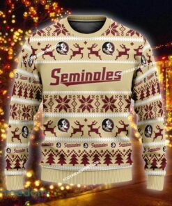 Custom Name NEW Manger Florida State Seminoles Ugly Christmas 3D Sweater Gift For Men And Women - NCAA Florida State Seminoles Ugly Christmas Sweater For Men And Women Photo 1