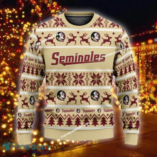 Custom Name NEW Manger Florida State Seminoles Ugly Christmas 3D Sweater Gift For Men And Women - NCAA Florida State Seminoles Ugly Christmas Sweater For Men And Women Photo 1