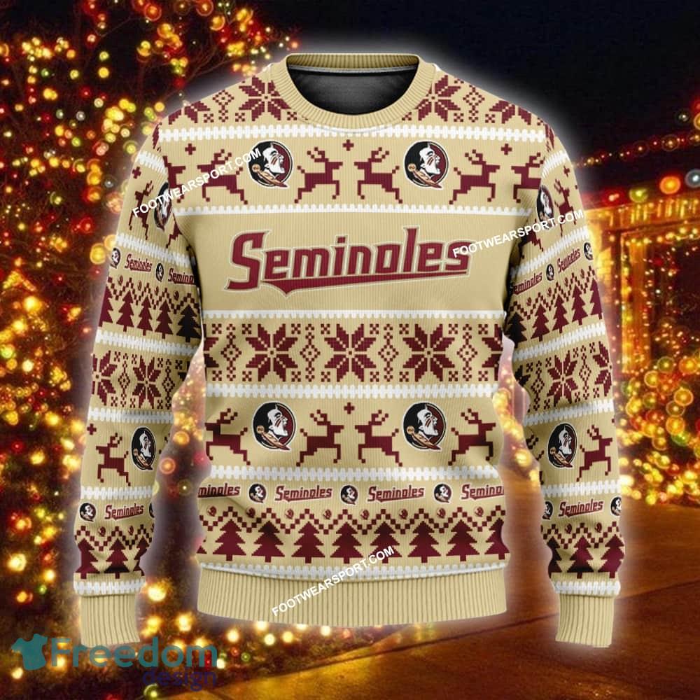 Custom Name NEW Manger Florida State Seminoles Ugly Christmas 3D Sweater Gift For Men And Women - NCAA Florida State Seminoles Ugly Christmas Sweater For Men And Women Photo 1