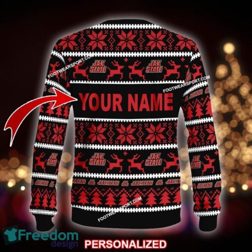 Custom Name NEW Mary Jacksonville State Gamecocks Knitted Christmas Sweater AOP Gift For Men And Women - NCAA Jacksonville State Gamecocks Ugly Christmas Sweater For Men And Women Photo 2