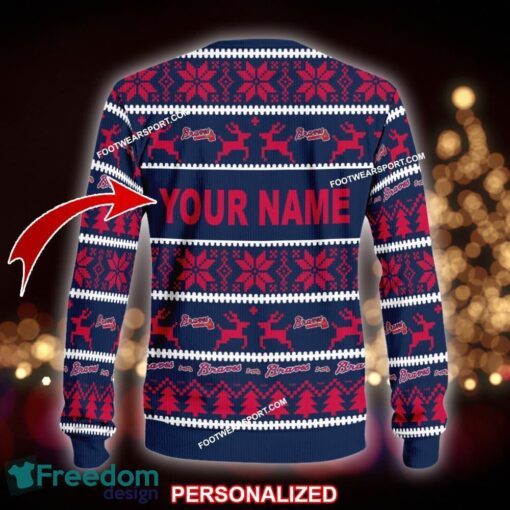 Custom Name NEW Merry Atlanta Braves Knitted Christmas Sweater AOP Gift Holidays - MLB Atlanta Braves Ugly Christmas Sweater For Men And Women Photo 2