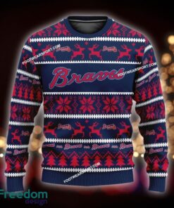 Custom Name NEW Merry Atlanta Braves Knitted Christmas Sweater AOP Gift Holidays - MLB Atlanta Braves Ugly Christmas Sweater For Men And Women Photo 1