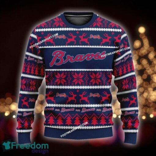 Custom Name NEW Merry Atlanta Braves Knitted Christmas Sweater AOP Gift Holidays - MLB Atlanta Braves Ugly Christmas Sweater For Men And Women Photo 1