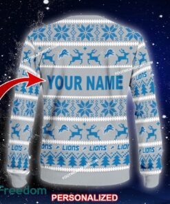 Custom Name NEW Merry Detroit Lions Knitted Christmas Sweater Gift For Adult - NFL Detroit Lions Ugly Christmas Sweater For Men And Women Photo 2