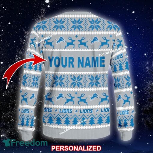 Custom Name NEW Merry Detroit Lions Knitted Christmas Sweater Gift For Adult - NFL Detroit Lions Ugly Christmas Sweater For Men And Women Photo 2