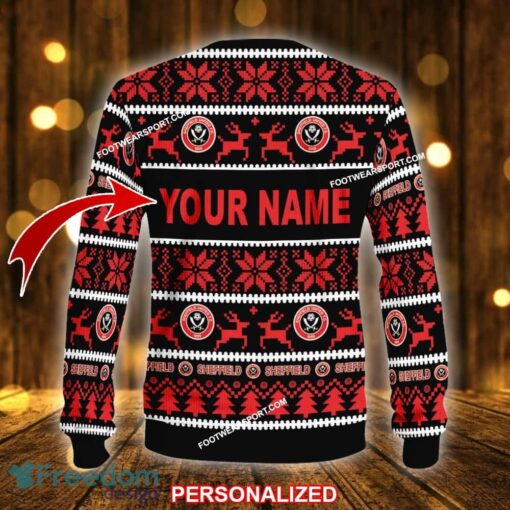 Custom Name NEW Merry-making Sheffield United Ugly Christmas Sweater Gift For Men And Women - EPL Sheffield United Ugly Christmas Sweater For Men And Women Photo 2