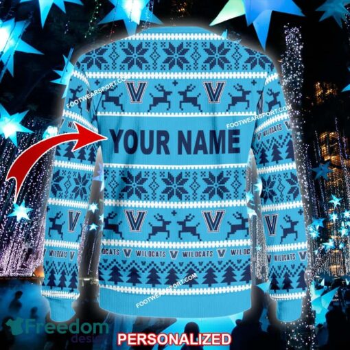 Custom Name NEW Merry-making Villanova Wildcats Ugly Christmas 3D Sweater Gift For Men And Women - NCAA2 Villanova Wildcats Ugly Christmas Sweater For Men And Women Photo 2