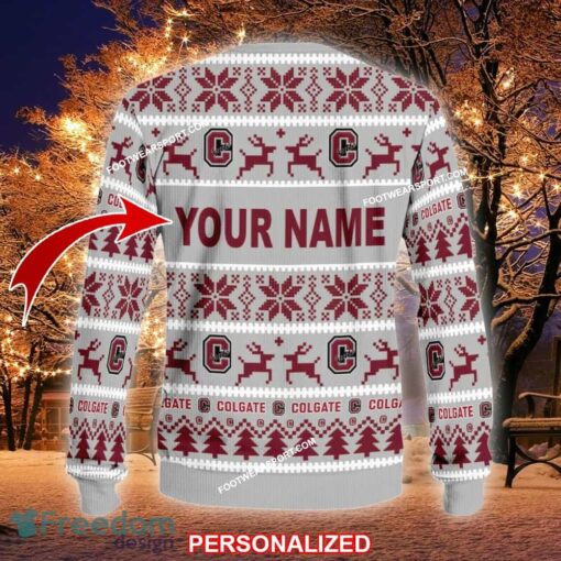 Custom Name NEW Mittens Colgate Raiders Knitted Christmas Sweater AOP Gift Holidays - NCAA2 Colgate Raiders Ugly Christmas Sweater For Men And Women Photo 2