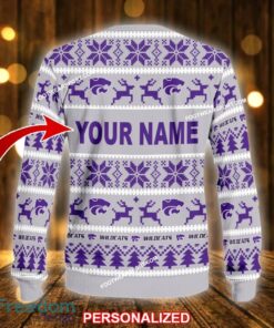 Custom Name NEW Myrrh Kansas State Wildcats Knitted Christmas Sweater Gift For Adult - NCAA Kansas State Wildcats Ugly Christmas Sweater For Men And Women Photo 2