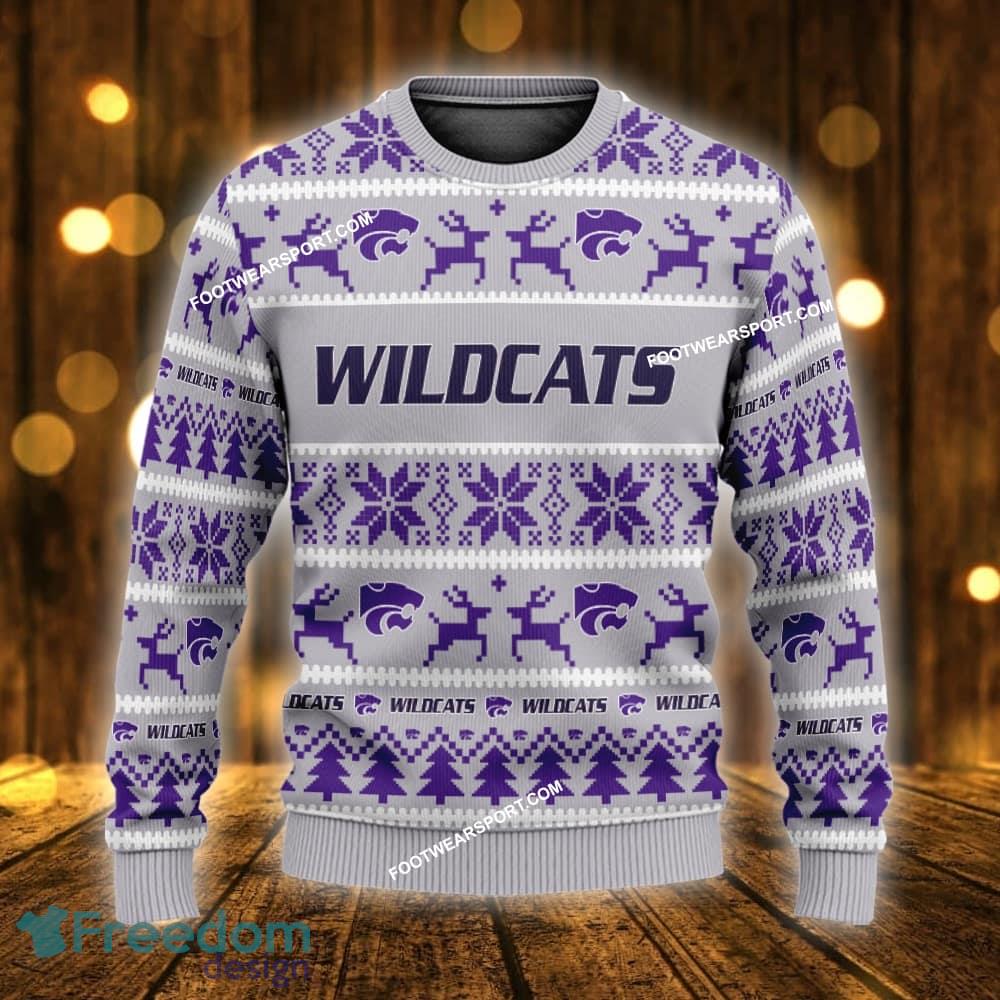 Custom Name NEW Myrrh Kansas State Wildcats Knitted Christmas Sweater Gift For Adult - NCAA Kansas State Wildcats Ugly Christmas Sweater For Men And Women Photo 1