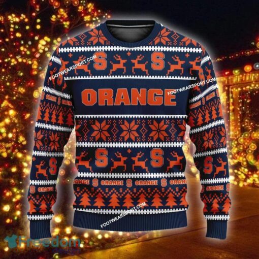 Custom Name NEW Nativity Syracuse Orange Knitted Xmas Sweater Gift For Men And Women - NCAA Syracuse Orange Ugly Christmas Sweater For Men And Women Photo 1