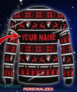 Custom Name NEW Needle AFC Bournemouth Knitted Christmas Sweater AOP Gift For Men And Women - EPL AFC Bournemouth Ugly Christmas Sweater For Men And Women Photo 2