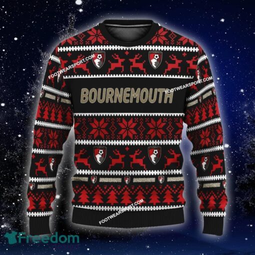 Custom Name NEW Needle AFC Bournemouth Knitted Christmas Sweater AOP Gift For Men And Women - EPL AFC Bournemouth Ugly Christmas Sweater For Men And Women Photo 1