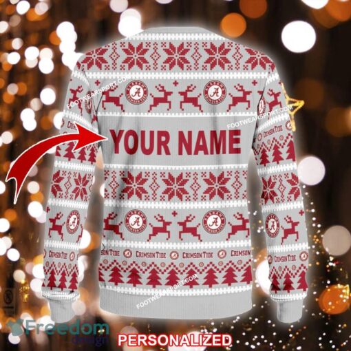 Custom Name NEW Noel Alabama Crimson Tide Ugly Christmas 3D Sweater Gift For Adult - NCAA Alabama Crimson Tide Ugly Christmas Sweater For Men And Women Photo 2