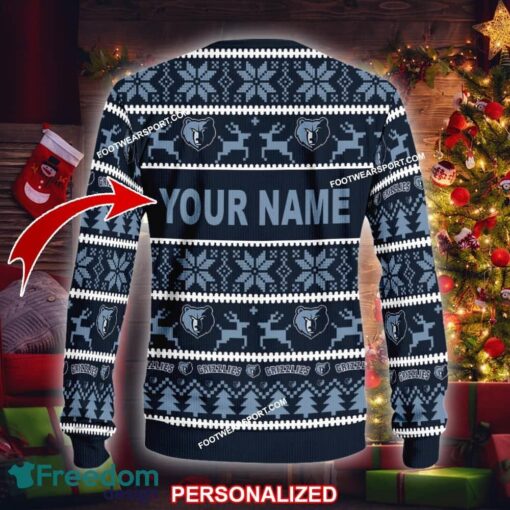 Custom Name NEW Outfit Memphis Grizzlies Ugly Christmas 3D Sweater Gift For Men And Women - NBA Memphis Grizzlies Ugly Christmas Sweater For Men And Women Photo 2