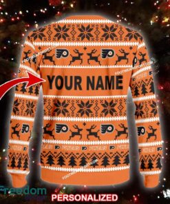 Custom Name NEW Outfit Philadelphia Flyers Ugly Christmas Sweater Gift Holidays - NHL Philadelphia Flyers Ugly Christmas Sweater For Men And Women Photo 2