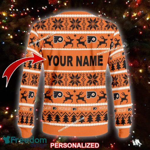 Custom Name NEW Outfit Philadelphia Flyers Ugly Christmas Sweater Gift Holidays - NHL Philadelphia Flyers Ugly Christmas Sweater For Men And Women Photo 2