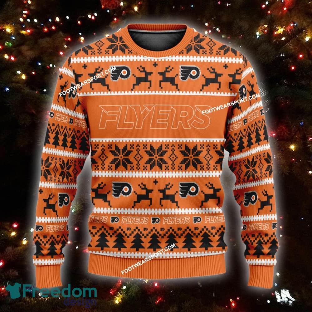 Custom Name NEW Outfit Philadelphia Flyers Ugly Christmas Sweater Gift Holidays - NHL Philadelphia Flyers Ugly Christmas Sweater For Men And Women Photo 1