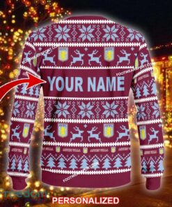 Custom Name NEW Outwear Aston Villa Ugly Christmas Sweater Gift Holidays - EPL Aston Villa Ugly Christmas Sweater For Men And Women Photo 2