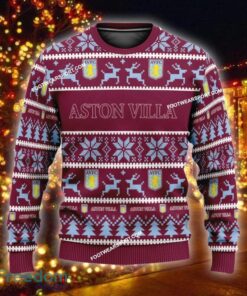 Custom Name NEW Outwear Aston Villa Ugly Christmas Sweater Gift Holidays - EPL Aston Villa Ugly Christmas Sweater For Men And Women Photo 1