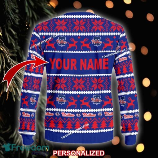 Custom Name NEW Party Philadelphia Phillies Ugly Xmas 3D Sweater Gift For Men And Women - MLB Philadelphia Phillies Ugly Christmas Sweater For Men And Women Photo 2