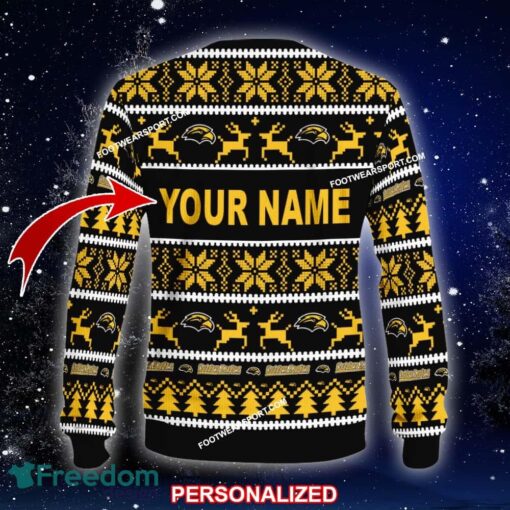 Custom Name NEW Poinsettia Southern Miss Golden Eagles Ugly Christmas 3D Sweater Gift For Adult - NCAA Southern Miss Golden Eagles Ugly Christmas Sweater For Men And Women Photo 2