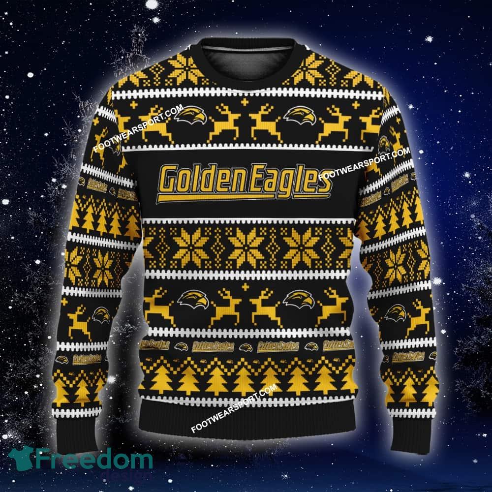 Custom Name NEW Poinsettia Southern Miss Golden Eagles Ugly Christmas 3D Sweater Gift For Adult - NCAA Southern Miss Golden Eagles Ugly Christmas Sweater For Men And Women Photo 1