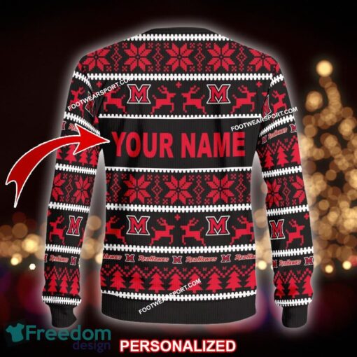 Custom Name NEW Polar Miami (OH) RedHawks Ugly Xmas Sweater Gift For Men And Women - NCAA Miami (OH) RedHawks Ugly Christmas Sweater For Men And Women Photo 2