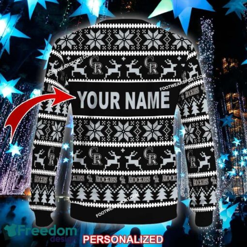 Custom Name NEW Red Colorado Rockies Ugly Christmas 3D Sweater Gift For Men And Women - MLB Colorado Rockies Ugly Christmas Sweater For Men And Women Photo 2