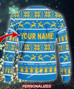 Custom Name NEW Red Los Angeles Chargers Ugly Christmas Sweater Gift Holidays - NFL Los Angeles Chargers Ugly Christmas Sweater For Men And Women Photo 2