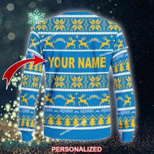 Custom Name NEW Red Los Angeles Chargers Ugly Christmas Sweater Gift Holidays - NFL Los Angeles Chargers Ugly Christmas Sweater For Men And Women Photo 2