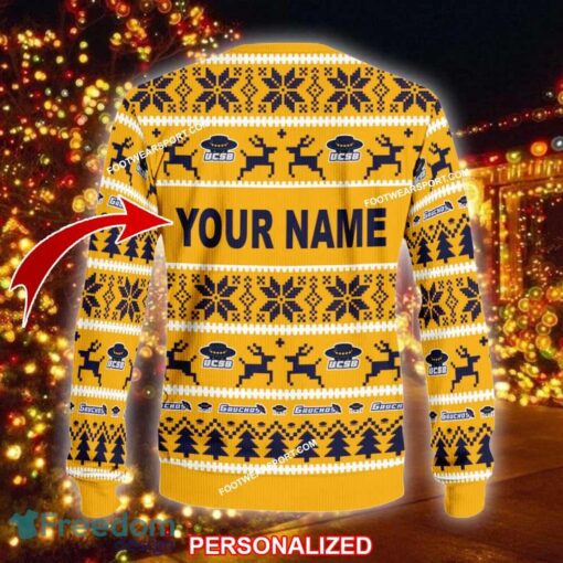 Custom Name NEW Reindeer UC Santa Barbara Gauchos Knitted Christmas Sweater AOP Gift For Men And Women - NCAA2 UC Santa Barbara Gauchos Ugly Christmas Sweater For Men And Women Photo 2