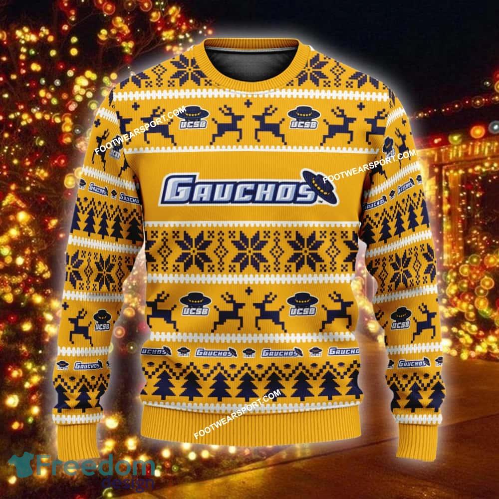 Custom Name NEW Reindeer UC Santa Barbara Gauchos Knitted Christmas Sweater AOP Gift For Men And Women - NCAA2 UC Santa Barbara Gauchos Ugly Christmas Sweater For Men And Women Photo 1