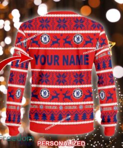 Custom Name NEW Retailer Chelsea Knitted Christmas Sweater AOP Gift Holidays - EPL Chelsea Ugly Christmas Sweater For Men And Women Photo 2