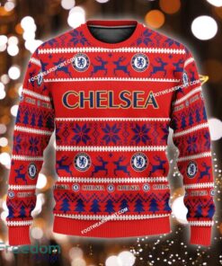 Custom Name NEW Retailer Chelsea Knitted Christmas Sweater AOP Gift Holidays - EPL Chelsea Ugly Christmas Sweater For Men And Women Photo 1