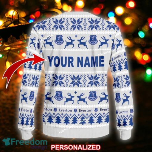 Custom Name NEW Ribbed Everton Ugly Christmas Sweater Gift For Men And Women - EPL Everton Ugly Christmas Sweater For Men And Women Photo 2