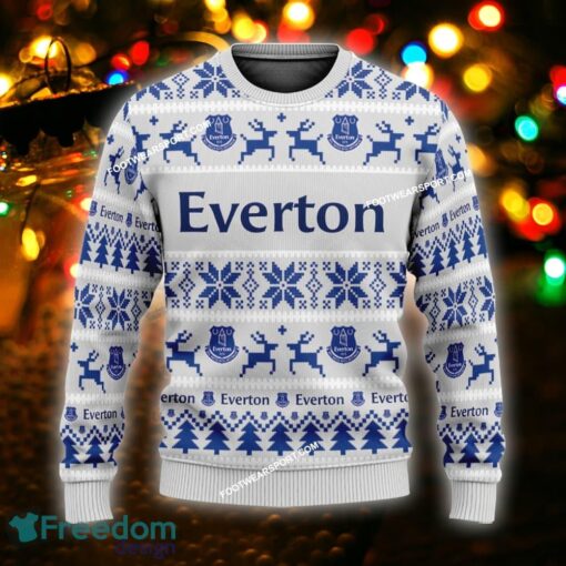 Custom Name NEW Ribbed Everton Ugly Christmas Sweater Gift For Men And Women - EPL Everton Ugly Christmas Sweater For Men And Women Photo 1