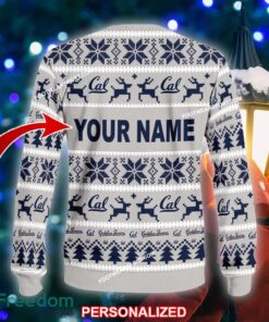 Custom Name NEW Ribbon California Golden Bears Ugly Christmas Sweater Gift Holidays - NCAA California Golden Bears Ugly Christmas Sweater For Men And Women Photo 2