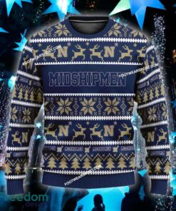 Custom Name NEW Roast Navy Midshipmen Knitted Christmas Sweater AOP Gift For Men And Women - NCAA Navy Midshipmen Ugly Christmas Sweater For Men And Women Photo 1