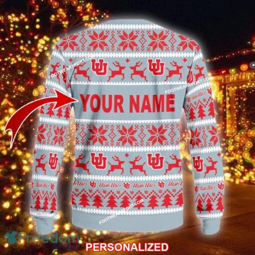 Custom Name NEW Santa Utah Utes Ugly Christmas Sweater Gift Holidays - NCAA Utah Utes Ugly Christmas Sweater For Men And Women Photo 2