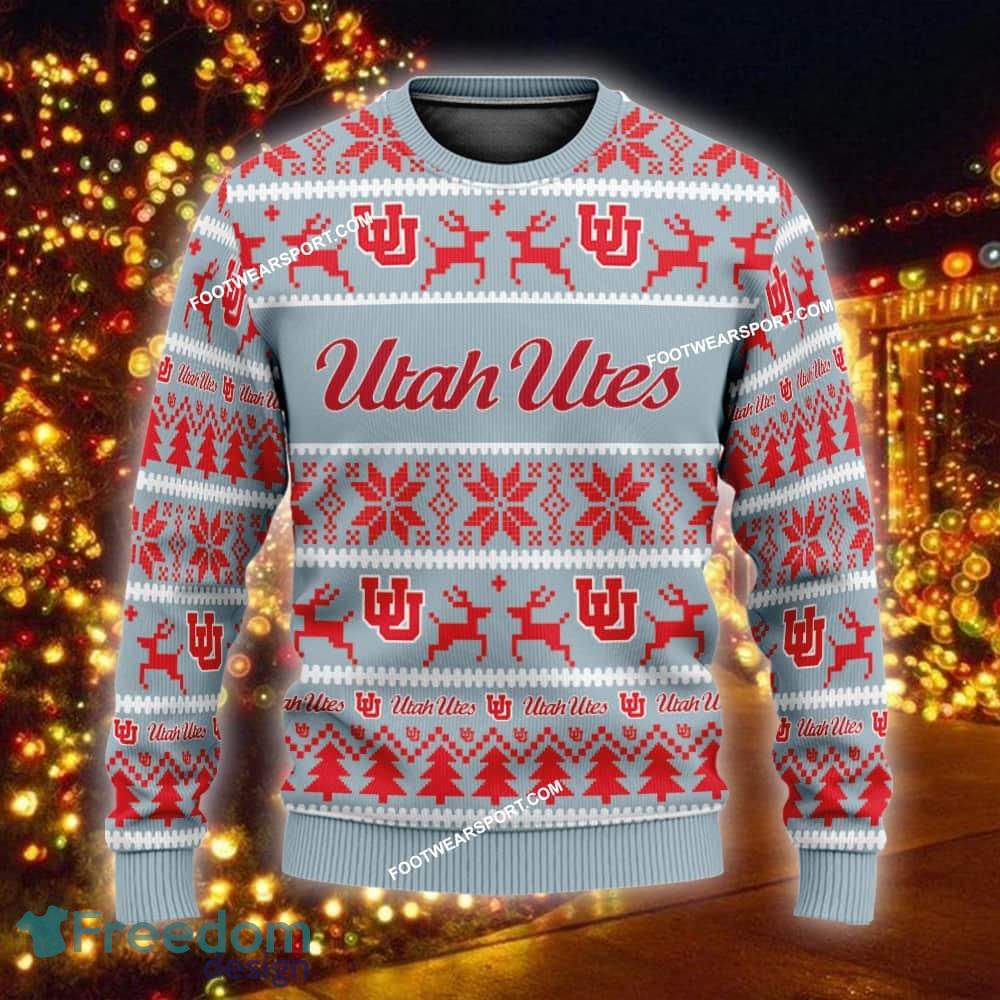 Custom Name NEW Santa Utah Utes Ugly Christmas Sweater Gift Holidays - NCAA Utah Utes Ugly Christmas Sweater For Men And Women Photo 1