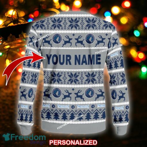 Custom Name NEW Season Minnesota Timberwolves Ugly Christmas Sweater Gift For Men And Women - NBA Minnesota Timberwolves Ugly Christmas Sweater For Men And Women Photo 2