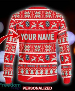 Custom Name NEW Season Seattle Kraken Ugly Christmas 3D Sweater Gift For Men And Women - NHL Seattle Kraken Ugly Christmas Sweater For Men And Women Photo 2