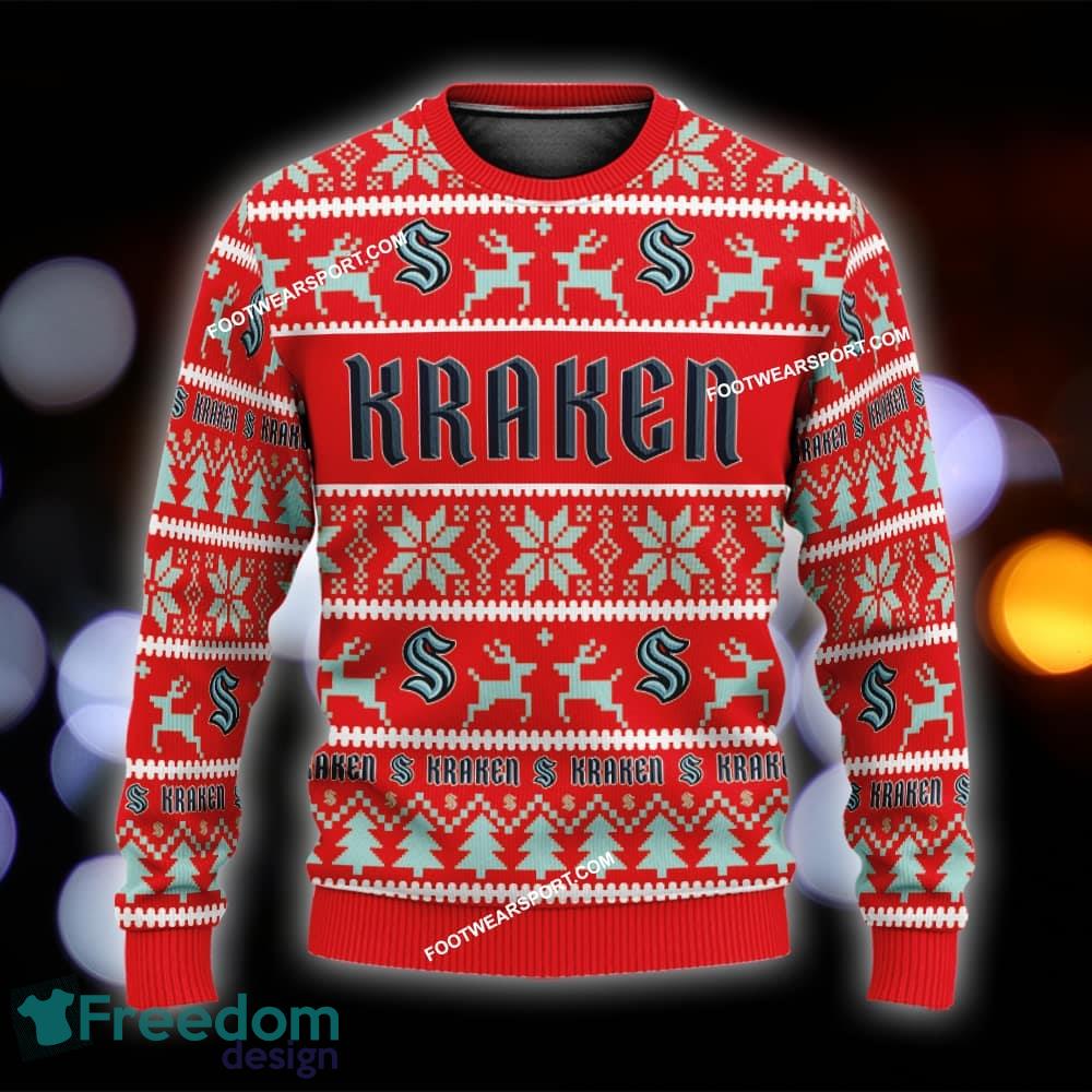 Custom Name NEW Season Seattle Kraken Ugly Christmas 3D Sweater Gift For Men And Women - NHL Seattle Kraken Ugly Christmas Sweater For Men And Women Photo 1