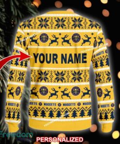 Custom Name NEW Seasonal Denver Nuggets Knitted Christmas Sweater AOP Gift Holidays - NBA Denver Nuggets Ugly Christmas Sweater For Men And Women Photo 2