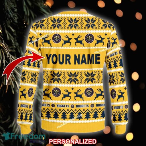 Custom Name NEW Seasonal Denver Nuggets Knitted Christmas Sweater AOP Gift Holidays - NBA Denver Nuggets Ugly Christmas Sweater For Men And Women Photo 2