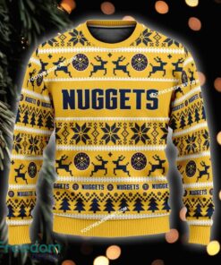 Custom Name NEW Seasonal Denver Nuggets Knitted Christmas Sweater AOP Gift Holidays - NBA Denver Nuggets Ugly Christmas Sweater For Men And Women Photo 1